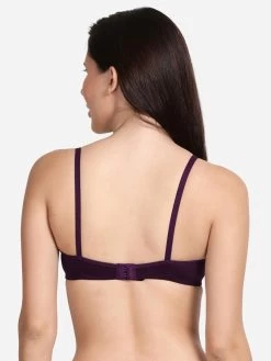 Shyle Dark Purple Non Padded Seamed Solid Casual Bra 13 Shyle Dark Purple Non Padded Seamed Solid Casual Bra -Shyaway back 37
