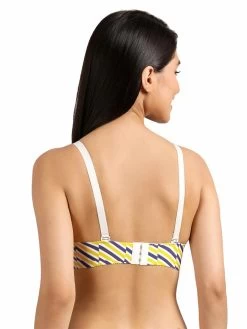 Shyaway Yellow Blue Abstract Chevron Print Seamless T-Shirt Bra -Shyaway back 66