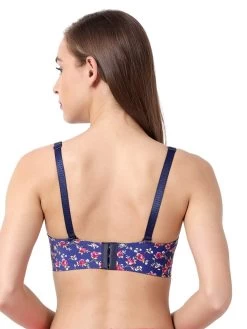 Shyaway HANA Blue Red Floral Print Seamless T-Shirt Bra -Shyaway back 70