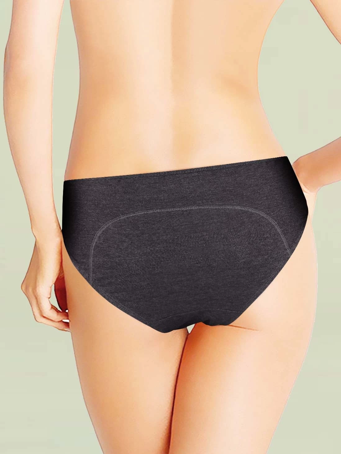 Susie Charcoal Melange Soft Cotton Hipster Period Panty 4 Susie Charcoal Melange Soft Cotton Hipster Period Panty - Image 2
