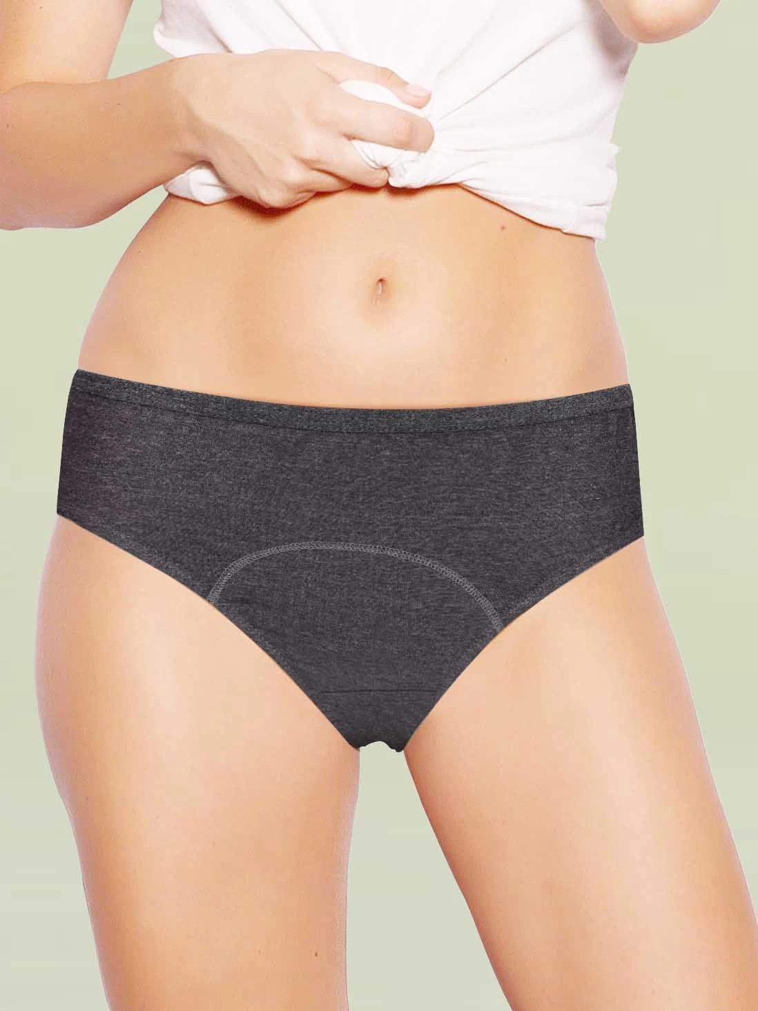 Susie Charcoal Melange Soft Cotton Hipster Period Panty 3 Susie Charcoal Melange Soft Cotton Hipster Period Panty