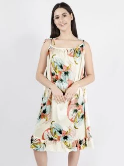 Susie Ivory Peach Printed Tie Up Chemise