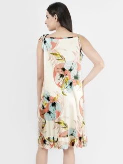 Susie Ivory Peach Printed Tie Up Chemise -Shyaway cjn1002 ivorypeach 2