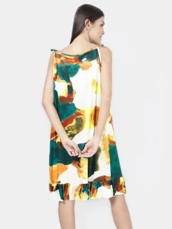 Susie Orange Green Printed Tie Up Chemise -Shyaway cjn1003 orangegreen 2