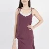 Susie Dark Purple Lace Front Slit Ribbed Chemise 1 Susie Dark Purple Lace Front Slit Ribbed Chemise -Shyaway cjn20012 darkpurple 1 1