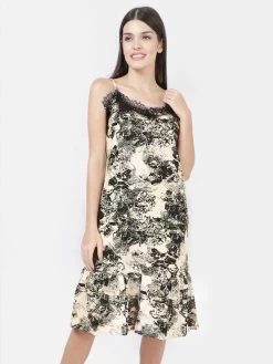 Susie Black Beauty Abstract Lace Neckline Printed Chemise -Shyaway cjn20013 blackbeauty 3