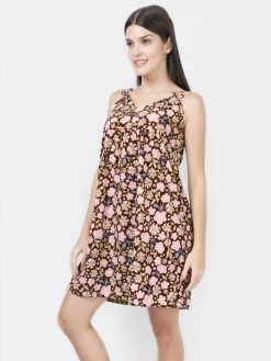 Susie Chocolate Fonda Floral Printed Tie Up Chemise 8 Susie Chocolate Fonda Floral Printed Tie Up Chemise -Shyaway cjn20016 chocolatefonda 3