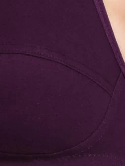 Shyle Dark Purple Non Padded Seamed Solid Casual Bra 10 Shyle Dark Purple Non Padded Seamed Solid Casual Bra -Shyaway closeup 2 4