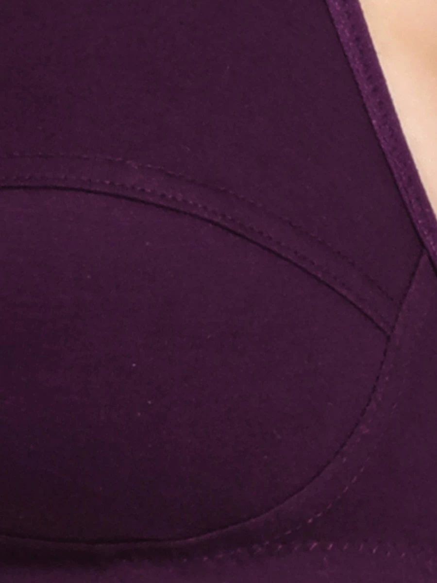 Shyle Dark Purple Non Padded Seamed Solid Casual Bra 5 Shyle Dark Purple Non Padded Seamed Solid Casual Bra - Image 3