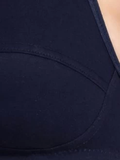 Shyle Navy Non Padded Seamed Solid Casual Bra 10 Shyle Navy Non Padded Seamed Solid Casual Bra -Shyaway closeup 2 5