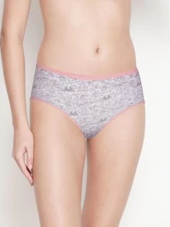 Susie White Peach Abstract Print Cotton Hipster Panty