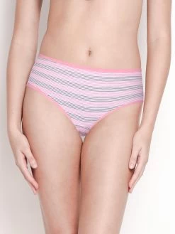 Susie Peach Pink Striped Cotton Hipster Panty