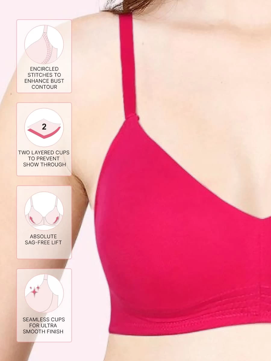 Susie Fuschia Pink Bottom Encircled Moulded Everyday Bra 4 Susie Fuschia Pink Bottom Encircled Moulded Everyday Bra - Image 2