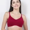 Susie Beet Red Non Padded Seamed Cup Everyday Bra -Shyaway di1006 beetred front