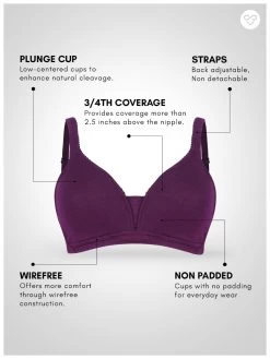 Susie Dark Purple Non Padded Moulded Plunge Bra 8 Susie Dark Purple Non Padded Moulded Plunge Bra -Shyaway dip1001 darkpurple 05
