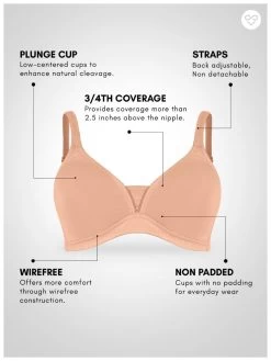 Susie Fenugreek Skin Non Padded Moulded Plunge Bra -Shyaway dip1001 fenugreek 05