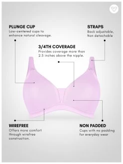 Susie Lavender Fog Non Padded Moulded Plunge Bra -Shyaway dip1001 lavenderfog 05