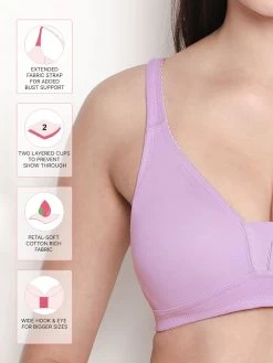 Susie Lavender Fog Non Padded Moulded Plunge Bra -Shyaway dip1001 lavenderfog fea