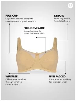 Susie Buff Skin Mesh Neckline Non Padded Everyday Bra -Shyaway dip1003 almondbuff 05