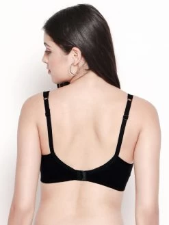 Susie Black Beauty Mesh Neckline Non Padded Everyday Bra -Shyaway dip1003 blackbeauty 04