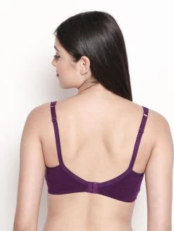 Susie Dark Purple Mesh Neckline Non Padded Everyday Bra -Shyaway dip1003 darkpurple 04