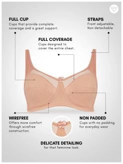 Susie Fenugreek Skin Mesh Neckline Non Padded Everyday Bra -Shyaway dip1003 fenugreek 05