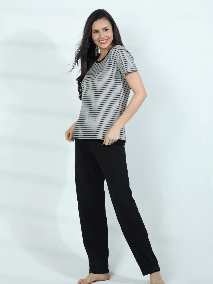 Shyaway Monument Grey Stripe Printed Pyjama Set 3 Shyaway Monument Grey Stripe Printed Pyjama Set