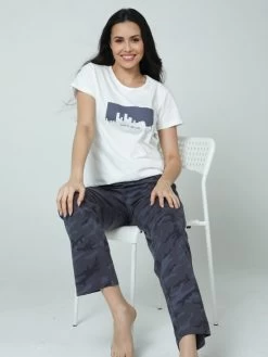 Shyaway Stormfront Grey Camaflouge Printed Pyjama Set
