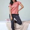 Shyaway Sugar Coral Pink Space Printed Pyjama Set