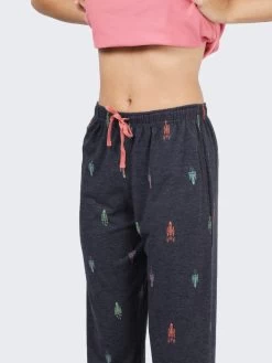 Shyaway Sugar Coral Pink Space Printed Pyjama Set -Shyaway dipj1004 sugarcoral close 2