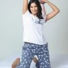 Shyaway Azurine Blue Heart Printed Pyjama Set -Shyaway dipj1005 azurineblue