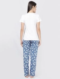 Shyaway Azurine Blue Heart Printed Pyjama Set -Shyaway dipj1005 azurineblue 2