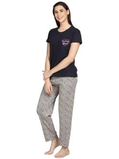 Shyaway Blue Grey More Self Love Pyjama Set -Shyaway dipj1007 bluegrey 2