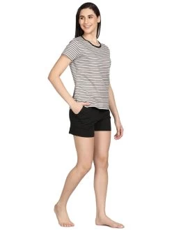 Shyaway Monument Grey Stripe Printed Shorts Set -Shyaway diss1004 monumentgrey 2
