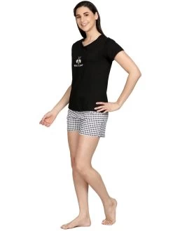 Shyaway Black White Bee Kind Shorts Set -Shyaway diss1005 blackwhite 2