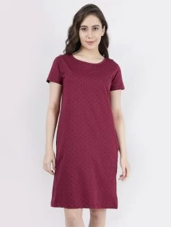 Shyaway Purple Potion Polka Printed Casual Sleep Tee