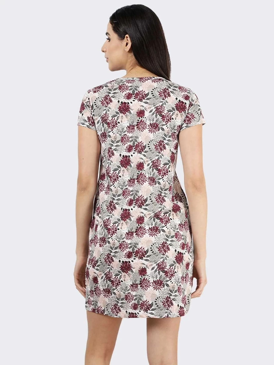 Shyaway White Floral Printed Casual Sleep Tee 6 Shyaway White Floral Printed Casual Sleep Tee - Image 4