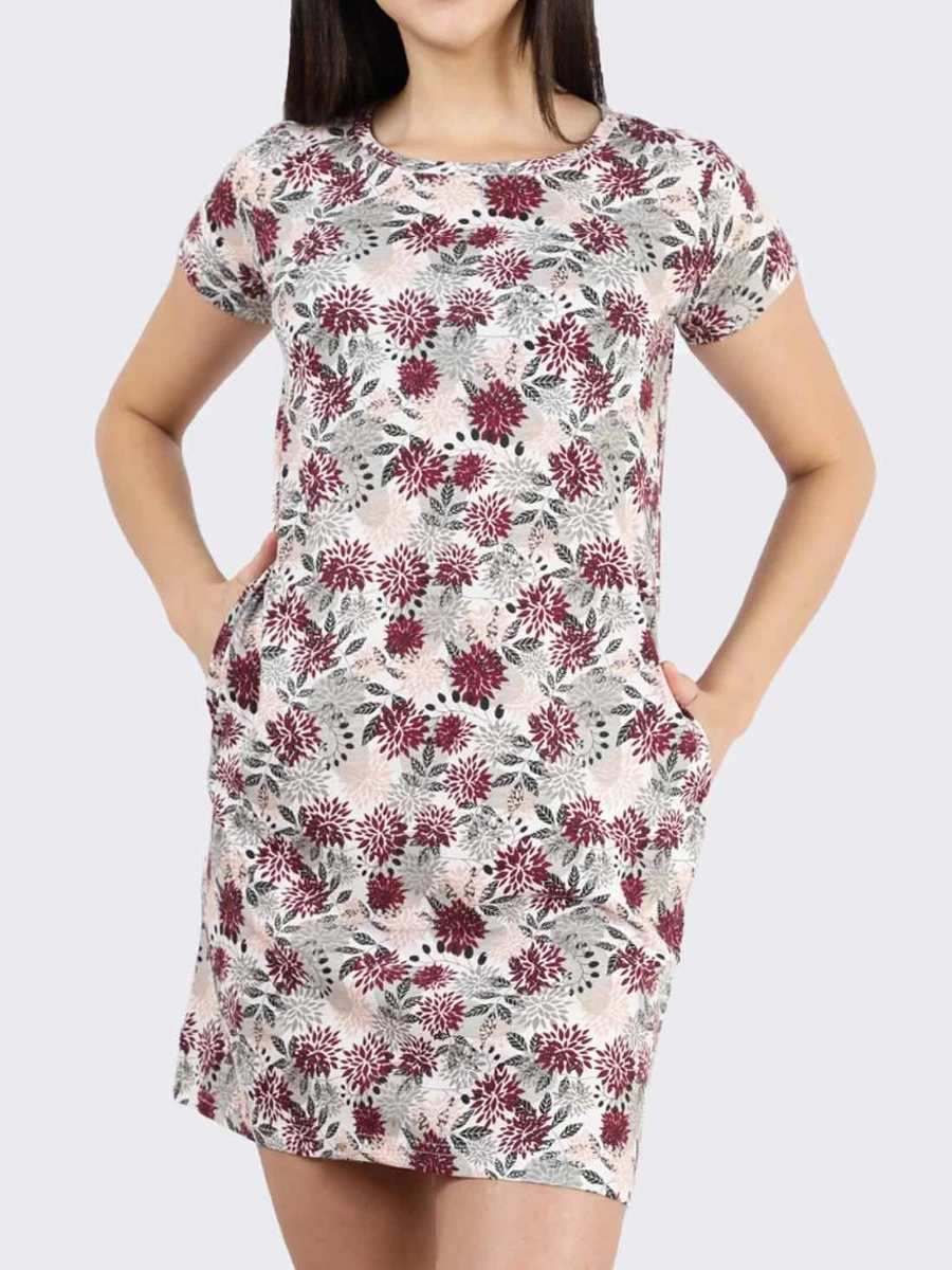 Shyaway White Floral Printed Casual Sleep Tee 3 Shyaway White Floral Printed Casual Sleep Tee