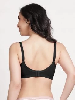 Susie Black Beauty Encircled Wirefree Full Coverage Everyday Bra -Shyaway ef003 blackbeauty back