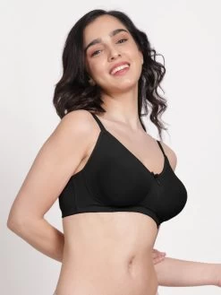 Susie Black Beauty Encircled Wirefree Full Coverage Everyday Bra -Shyaway ef003 blackbeauty side