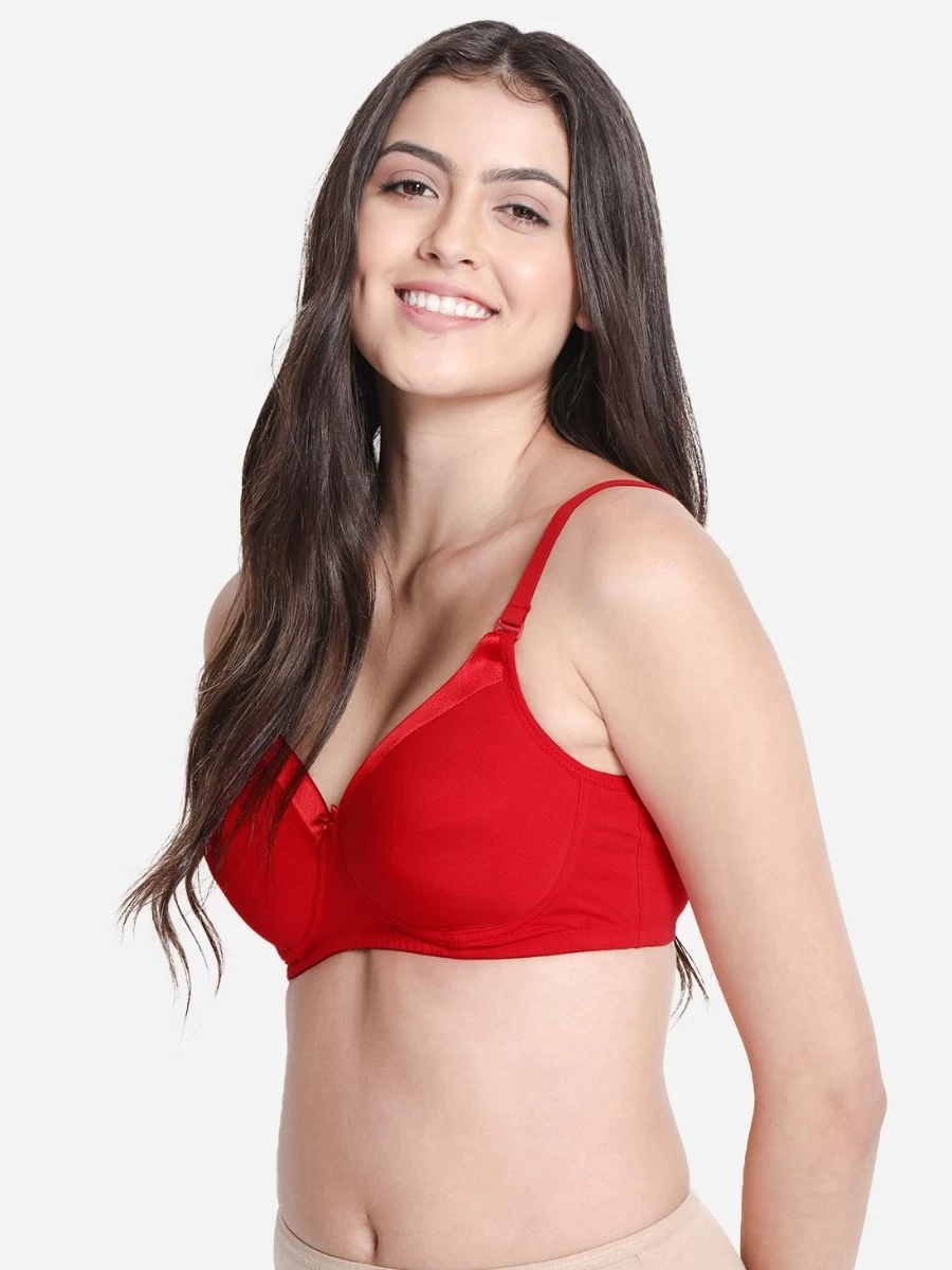 Susie Red Satin Neck Cotton Padded Everyday Bra 6 Susie Red Satin Neck Cotton Padded Everyday Bra - Image 4