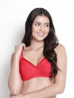 Susie Red Satin Neck Cotton Padded Everyday Bra