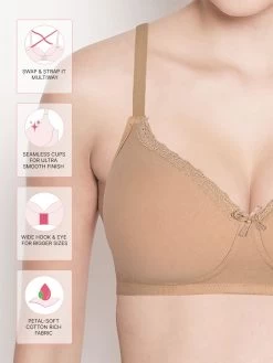 Susie Fenugreek Skin Lace Neckline Padded Everyday Bra -Shyaway ef009 fenugreekskin fea