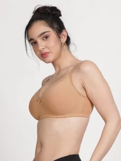 Susie Fenugreek Skin Lace Neckline Padded Everyday Bra -Shyaway ef009 fenugreekskin side