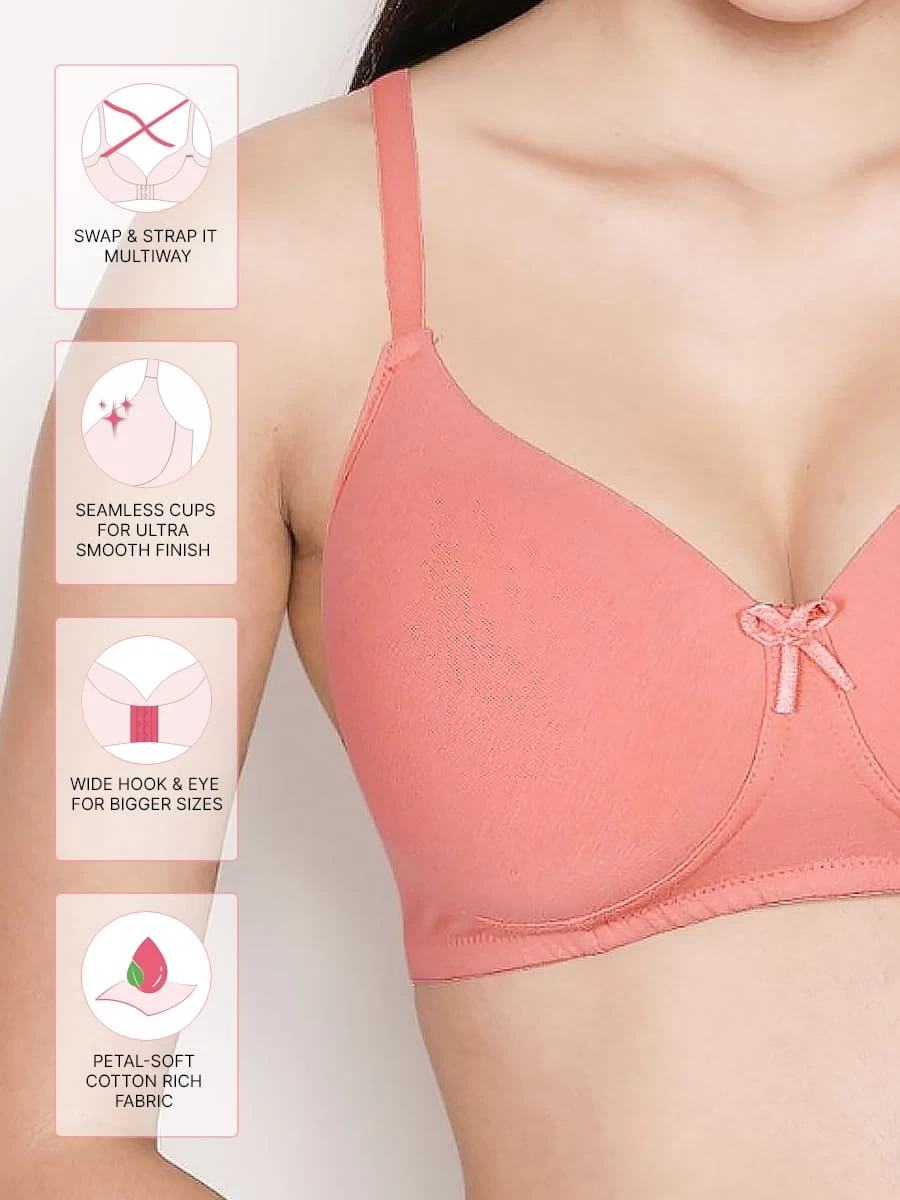Susie Lobster Bisque Orange Solid Cotton Padded Everyday Bra 4 Susie Lobster Bisque Orange Solid Cotton Padded Everyday Bra - Image 2