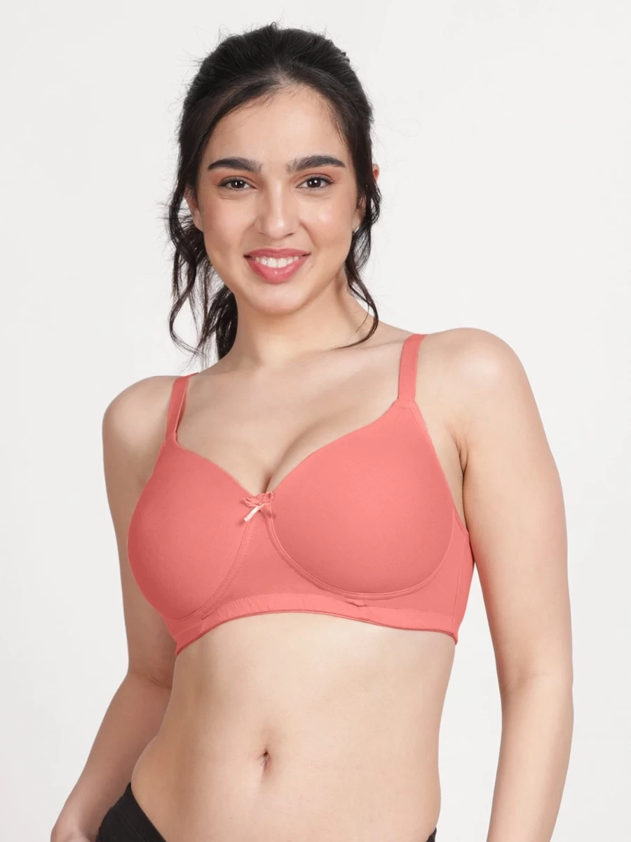 Susie Lobster Bisque Orange Solid Cotton Padded Everyday Bra 3 Susie Lobster Bisque Orange Solid Cotton Padded Everyday Bra