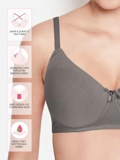 Susie Stormfront Grey Solid Cotton Padded Everyday Bra -Shyaway ef016 stormfrontgrey fea