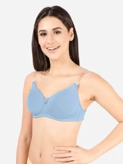 Susie Angelfalls Blue Transparent Back Padded Everyday Bra -Shyaway ef022 angelfallsblue side 2
