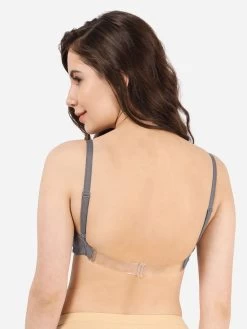 Susie Stormfront Grey Transparent Back Padded Everyday Bra -Shyaway ef022 stormfrontgrey back 1