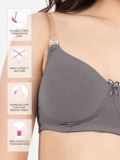 Susie Stormfront Grey Transparent Back Padded Everyday Bra -Shyaway ef022 stormfrontgrey fea